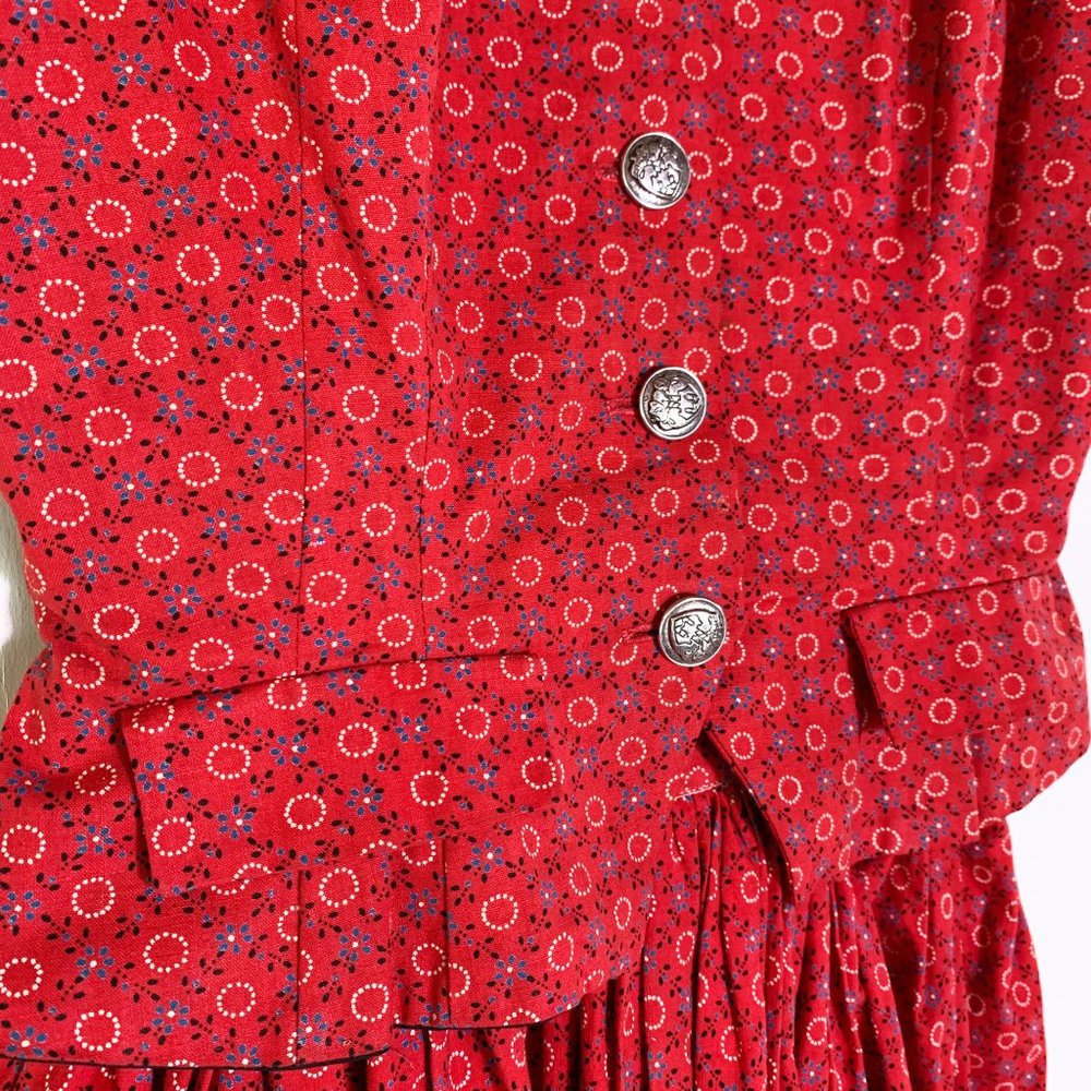 VTG 40s RARE Lanz 2Pc Dirndl Skirt Dress Set XS - Picture 6 of 10